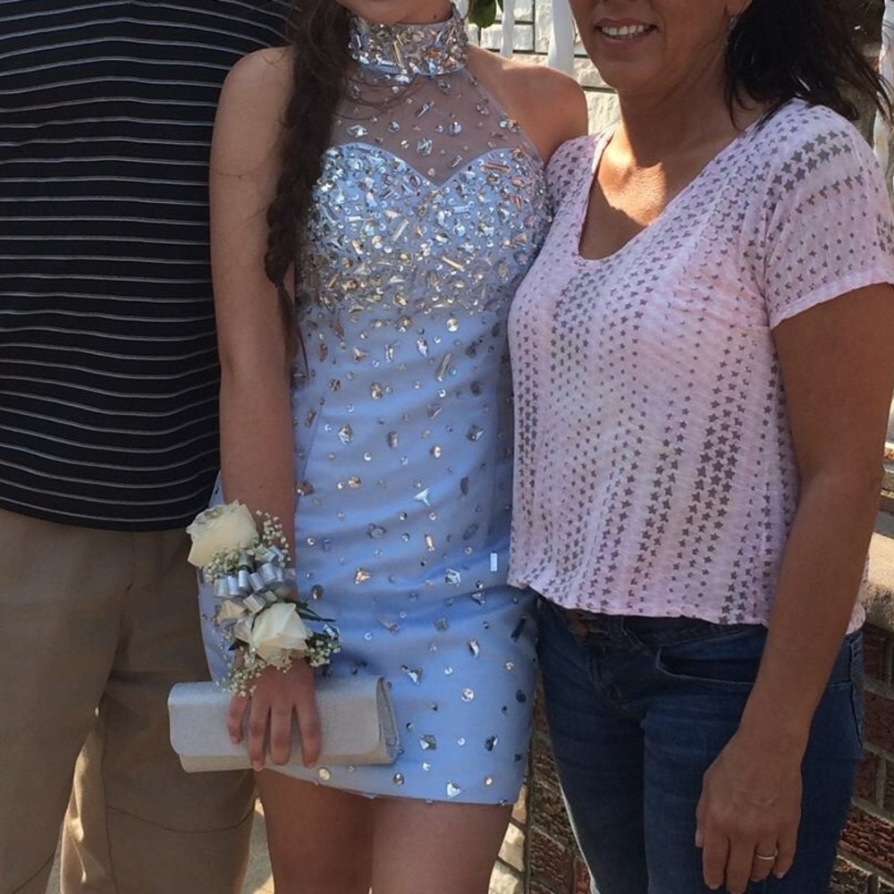 Blue halter dress
